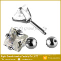 316 L acero quirúrgico 5mm cuadrado cúbicos Zircon puntas Set oreja Tragus cartílago joyería